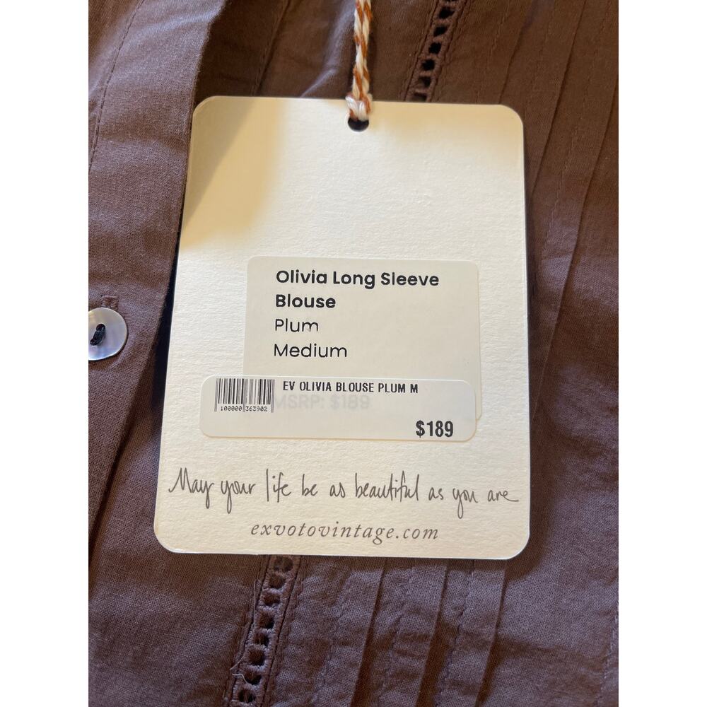 NWT: Ex Voto Olivia Long Sleeve Glous in Plum Size M - Picture 2 of 9
